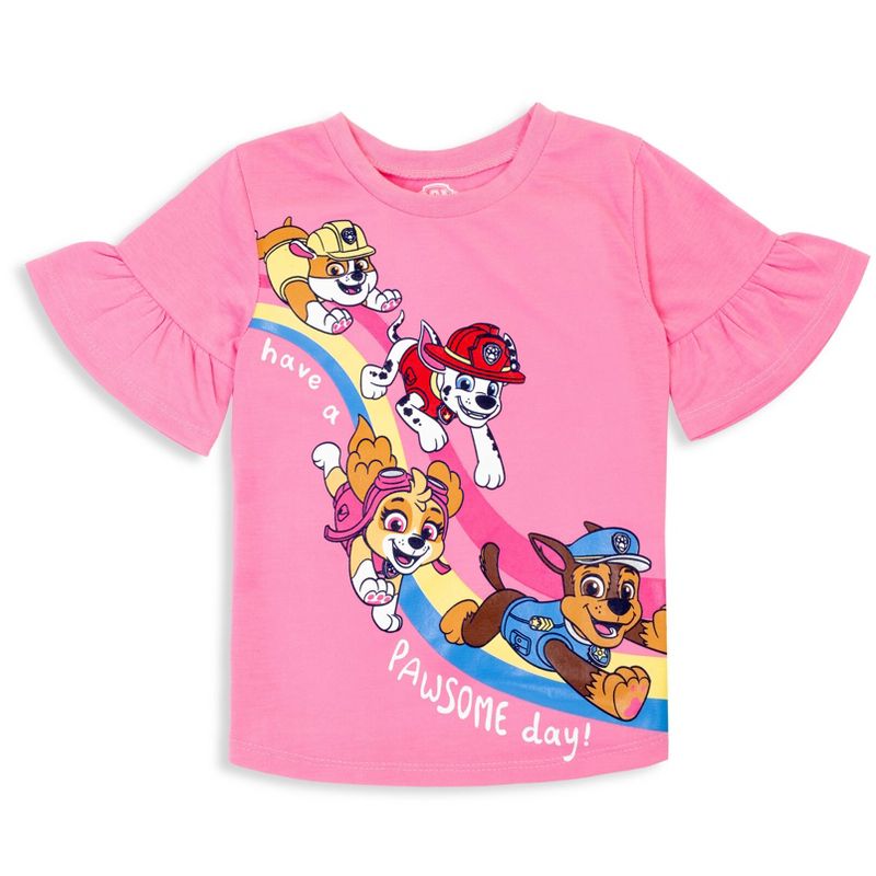 Paw Patrol Rubble Marshall Chase Girls T-Shirt and Leggings Outfit Set Toddler, 2 of 8
