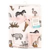 Hudson Baby Infant Girl Plush Blanket with Faux Shearling Back, Modern Pink Safari, One Size - 2 of 2