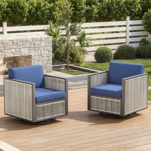 Outdoor Patio Swivel Chair with 5 Inch Cushion Chair for Garden Set of 2 - 1 of 4