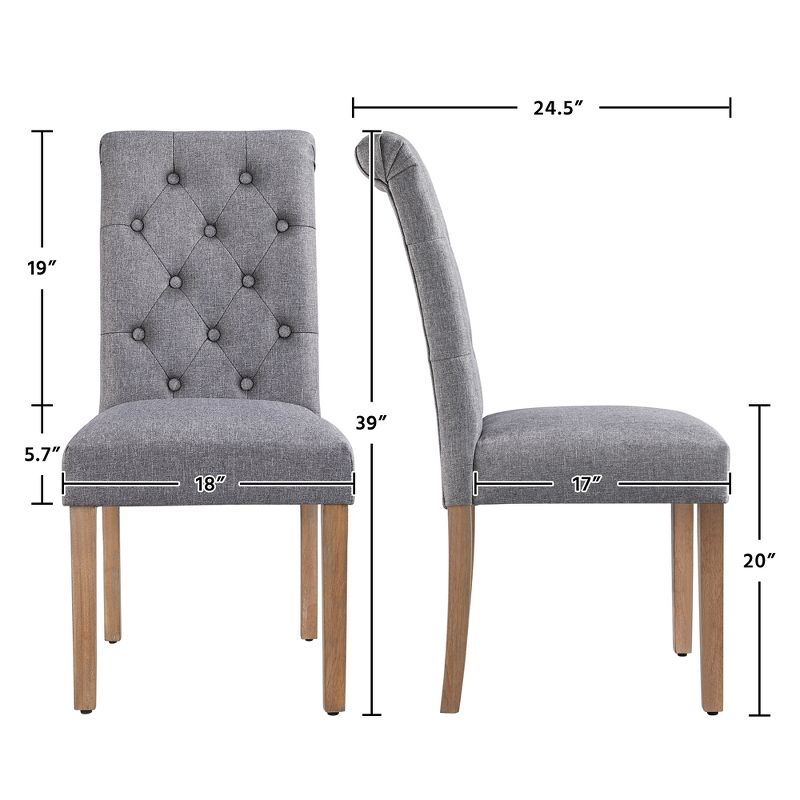 Yaheetech 2pcs Classic Fabric Upholstered Dining Chair Kitchen Chair, 4 of 13