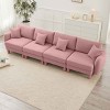 Modern Boucle 4-Seater Sectional Sofa, Sculptural Style Couch with Armrests and Cylindrical Legs, Fabric Couch with Plush Cushion-Coolbibila - 3 of 4