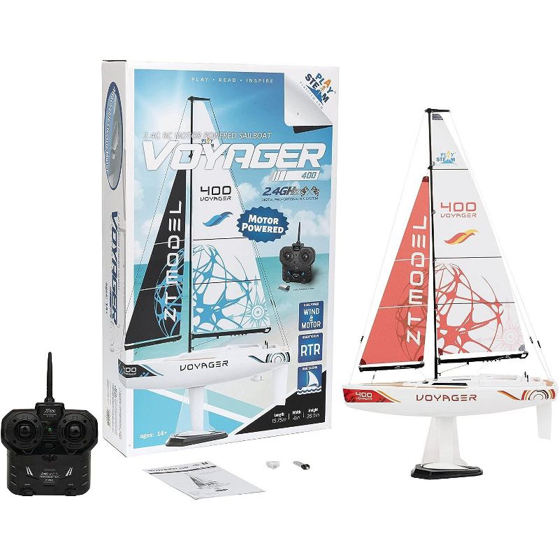 Playsteam Voyager 400 Motor-Power RC Sailboat 26 in - Red, 4 of 6