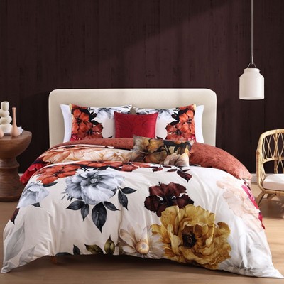 Bebejan Carnelian Flora 100% Cotton 5-Piece Reversible Comforter Set