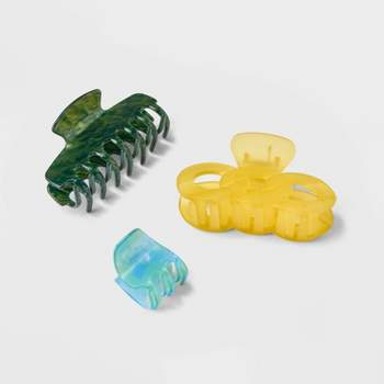 Claw Hair Clips Set 3pc - A New Day™ Green/Yellow