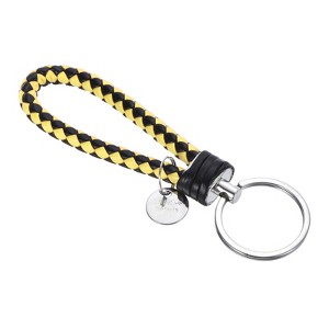 Unique Bargains Braided PU Leather Wallet Keychain with Stainless Steel Key Ring - 1 of 3