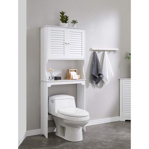 Kings Brand Furniture – Decatur Over-The-Toilet Storage Bathroom Spacesaver Cabinet, White - 1 of 4