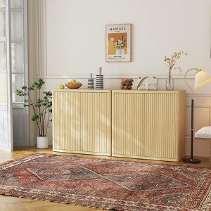 34.6" Buffet Sideboard Cabinet with Storage, Modern Fluted Accent Credenza with Adjustable Shelves and 2 Doors - 1 of 4