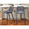 HomeRoots Set of Two 26" Dark Gray And Black Faux Leather And Steel Counter Height Bar Chairs - 2 of 4