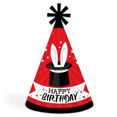 Big Dot of Happiness Ta-Da, Magic Show - Cone Happy Birthday Party Hats for Kids and Adults - Set of 8 (Standard Size)