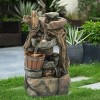 LuxenHome Resin Stacked Rock Wall and Barrel Outdoor Fountain with Lights - 3 of 4