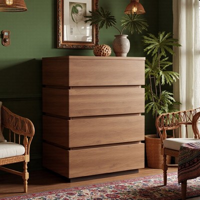 Luck Live Modern bedroom with 4-drawer dressing table, high drawer cabinet with storage function, modern wide storage cabinet for bedroom