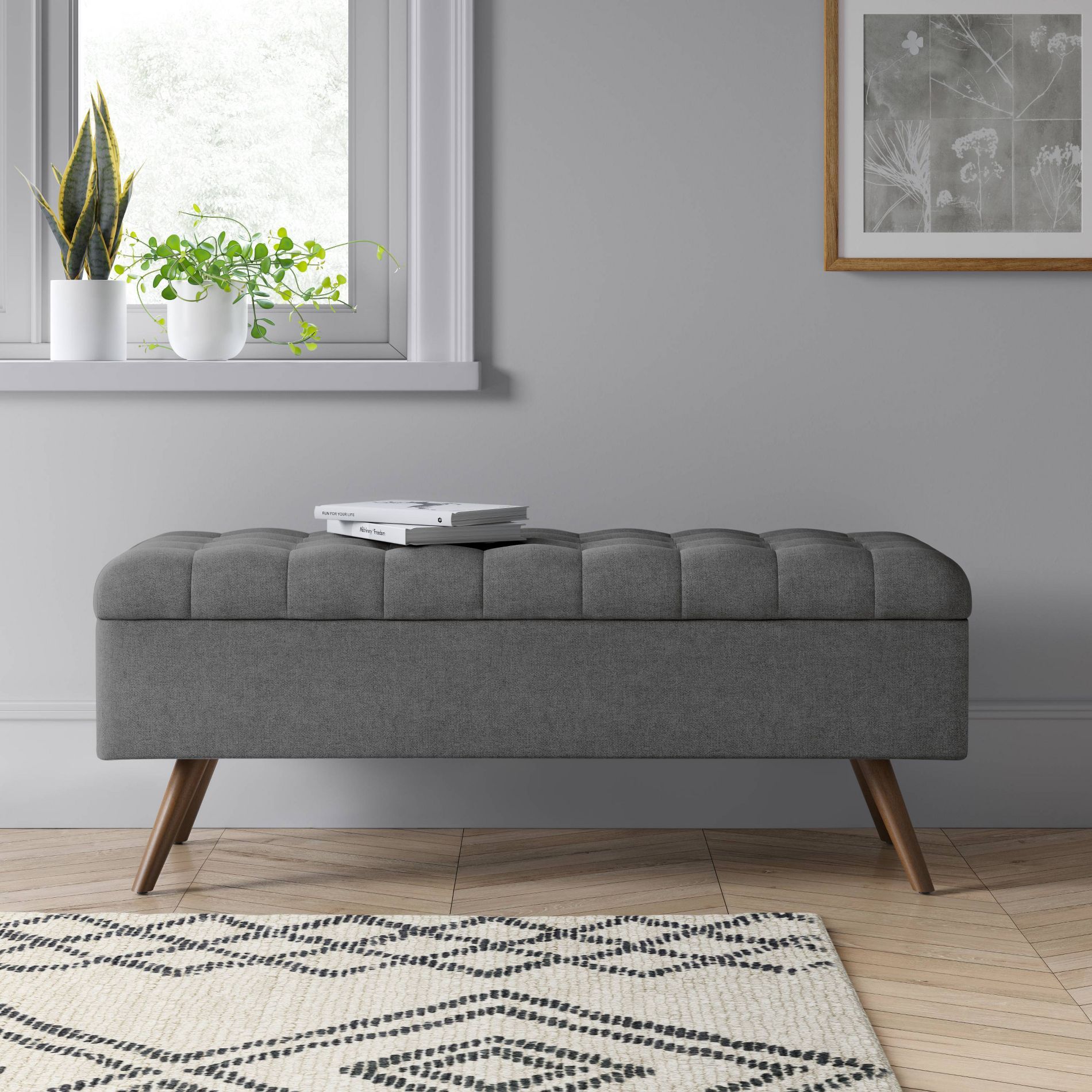 Arthur Tufted Storage Bench Gray - Threshold™