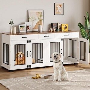 homfan Dog Crate for 2 Dogs, 71'' XXL Indoor Dog Kennel with 3 Drawers and Removable Room Divider - 1 of 4