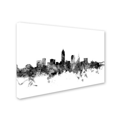 Trademark Fine Art -Michael Tompsett 'Cleveland Ohio Skyline B&W' Canvas Art