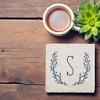Personalization Mall Farmhouse Floral Personalized Letter Tumbled Stone Coaster Set - 2 of 4