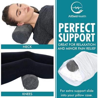 Gray Memory Foam Cervical Bolster Pillow with Washable Cover