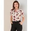 Allegra K Women's Ruffle Tie V-Neck Casual Smocked Short Sleeve Floral Top - 3 of 4