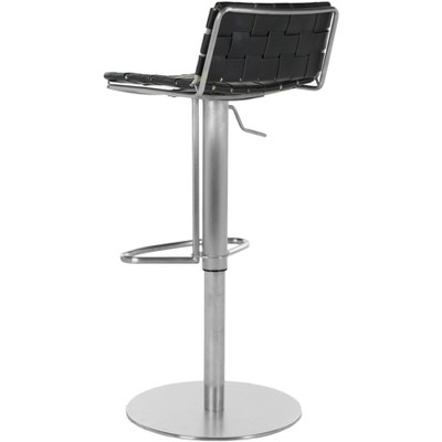 Adjustable Black Leather and Metal Swivel Bar Stool