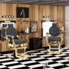 Karl Home Vintage Black With Gold Frame Heavy Duty Hydraulic Recline Barber Chair - 2 of 4