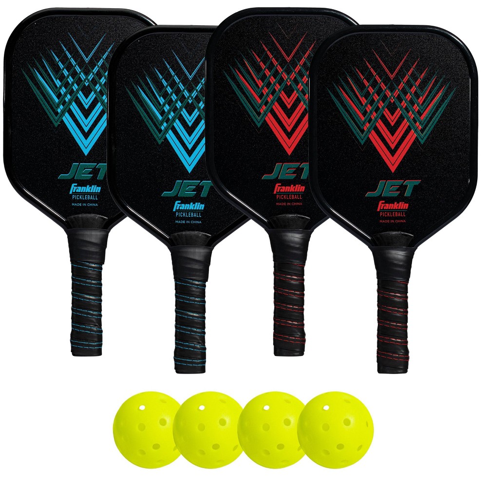 Franklin Sports 4 Player Aluminum Pickleball Paddle and Ball Set