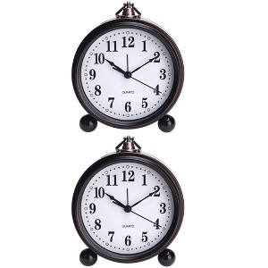 REGALWOVEN 2 Pcs Metal Battery Powered Silent Vintage Desk Clock 5.9 x 5.1 x 2 Inches - 1 of 4