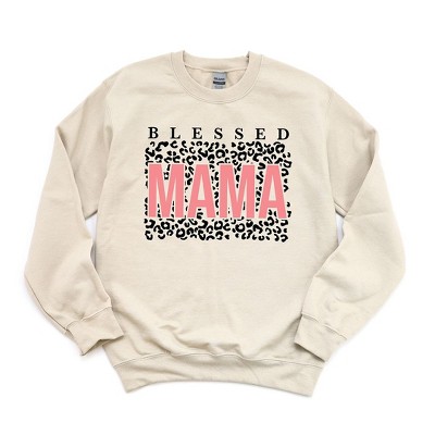 Simply Sage Market Women's Graphic Sweatshirt Blessed Mama Leopard