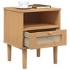 vidaXL Bedside Cabinet SENJA in Rattan Look - Brown Solid Pine Wood Nightstand with Storage Compartment and Drawer - 4 of 4