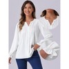 Allegra K Women's Split Neck Pleated Long Sleeve Casual Business Tops - 2 of 4