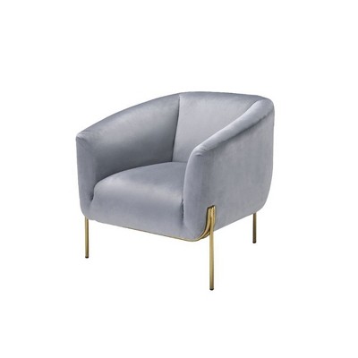 Simple Relax Gray Velvet Accent Chair In Gold Finish : Target