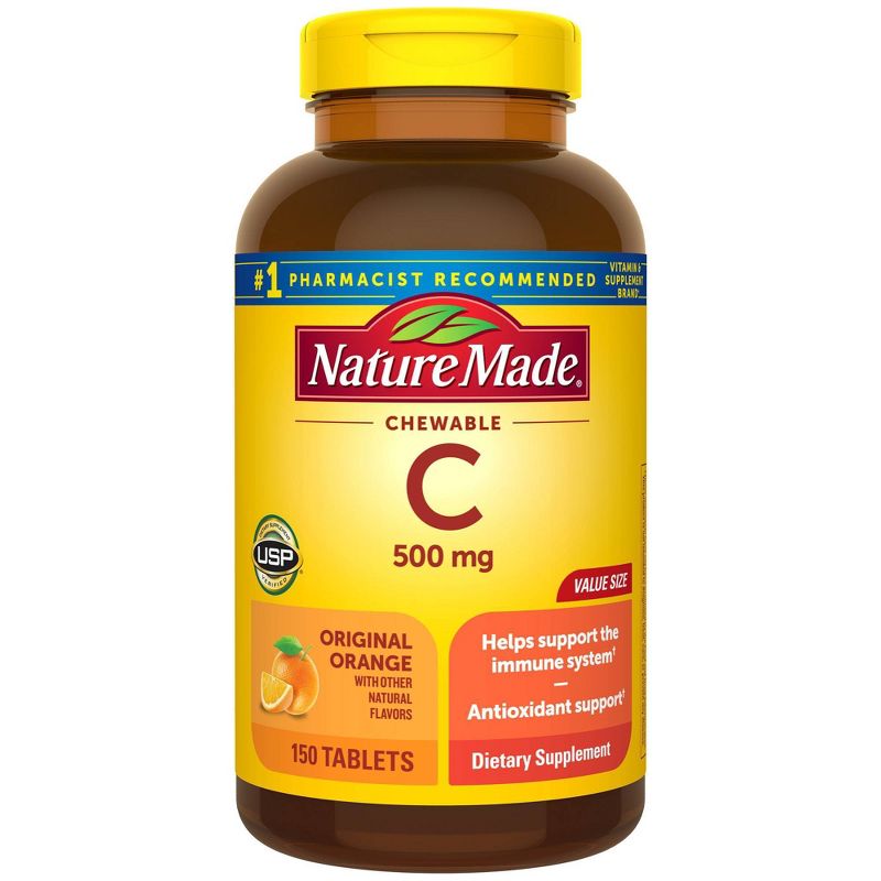 Nature Made Vitamin C 500mg Immune Support Supplement Chewable Tablets - Orange - 150ct, 3 of 15
