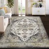 Machine Washable Area Rug Non Slip Non Shedding Rug Boho Vintage Low Pile Carpet Foldable Stain Resistant Rugs for Bedroom Living Room - 2 of 4