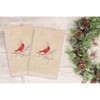 Linum Home Textiles Christmas Cardinal - Embroidered Luxury 100% Turkish Cotton Hand Towels (Set of 2) - 2 of 3