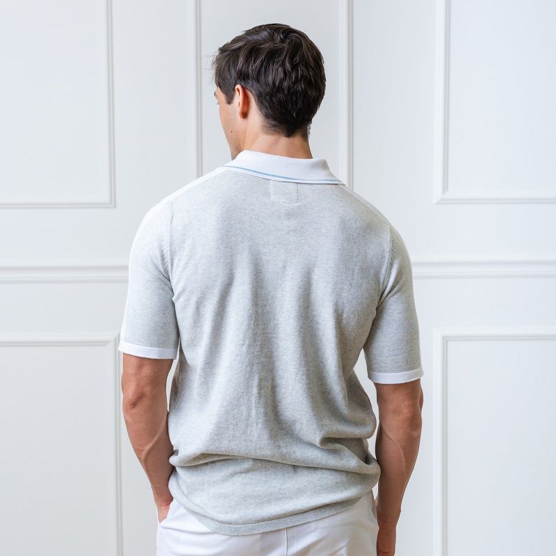 Hope & Henry Mens' Organic Short Sleeve Sweater Polo, 3 of 8