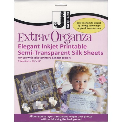 Jacquard ExtravOrganza Ink Jet Fabric Sheets 8.5"X11" 5/Pkg-Silk
