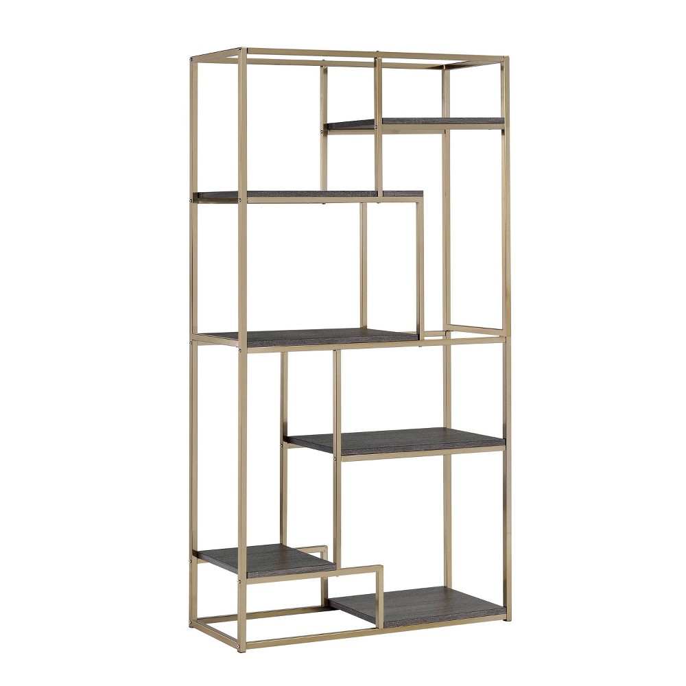 Photos - Garden & Outdoor Decoration 70.25" Beverly 6 Shelf Etagere Display Champagne - HOMES: Inside + Out: Modern Luxury Bookcase with Open Back