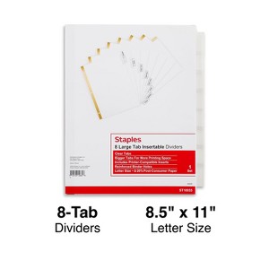 Staples Big Tab Insertable Paper Dividers 8-Tab Clear (18935/11124) 462762 - 1 of 4
