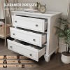 3 Drawer Dresser for Bedroom, Black Wood Chest of Drawers Bedroom Dresser, Rustic Small Drawers Dressers Nightstand Wooden Closet Storage Cabinet - 4 of 4