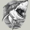 Men's Design By Humans Great White Shark BW By MudgeStudios T-Shirt - 2 of 3