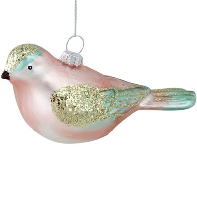 Northlight 4.75" Nature"s Luxury Glass Bird Christmas Ornament - Baby Pink/Turquoise