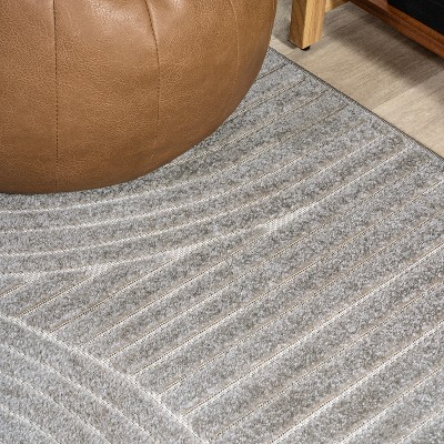 Minimalist Gray/Ivory Geometric Synthetic 5' x 8' Area Rug