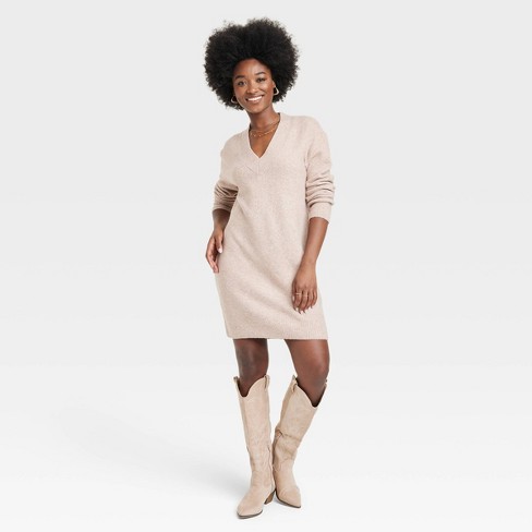 Women's Long Sleeve Mini Sweater Dress - Wild Fable™ Off-white 3x : Target