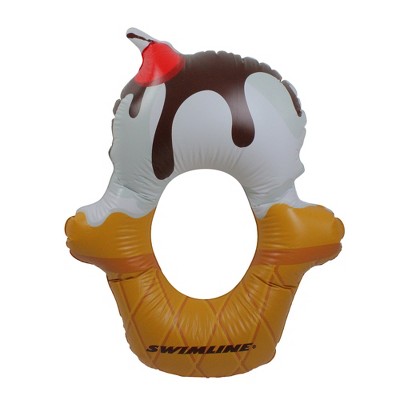 Swimline 46" Inflatable Ice Cream Children's 1-Person Swimming Pool Ring Float - Brown/White