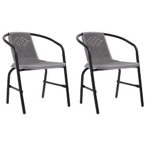 vidaXL Garden Dining Set Beige Table and Chairs, Cream White Cushions - 1 of 4