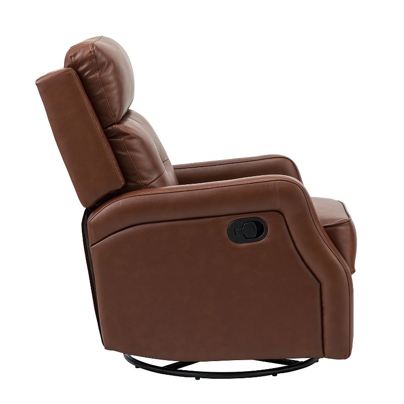 Basilio 28.74" W Tufted Genuine Leather Swivel Rocker Recliner with Nailhead Trims | ARTFUL LIVING DESIGN, 3 of 11