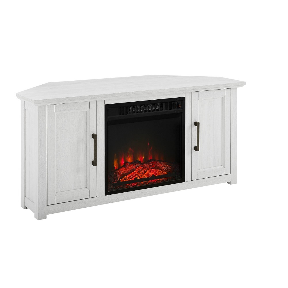Camden Corner TV Stand for TVs up to 50" with Fireplace Whitewash - Crosley