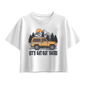 Girls' - Instant Message - Let's Get Out There Short Sleeve Boxy Graphic T-Shirt - 1 of 3