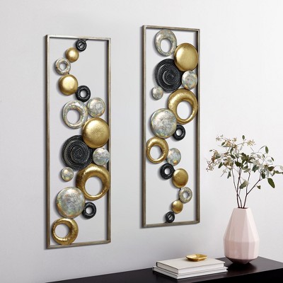 Modern Multi-Color Abstract Iron Wall Decor Panels Set