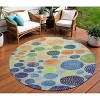 Navy Blue And Lime Green Geometric Washable Indoor Outdoor Area Rug - 2 of 4