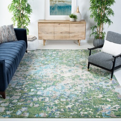 Green and Turquoise Abstract 8' x 10' Synthetic Area Rug
