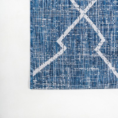 Carwa Blue/Ivory Synthetic Trellis 2x8 Area Rug